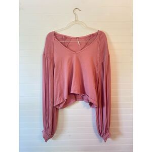 Free People Blush Pink Kathy Boho Long Sleeve Blouse NWT Size Small